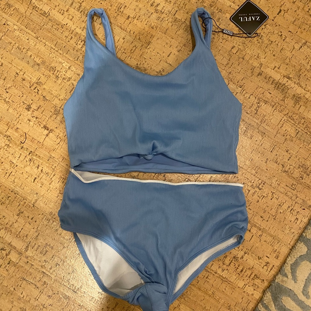 Blue high waisted bikini